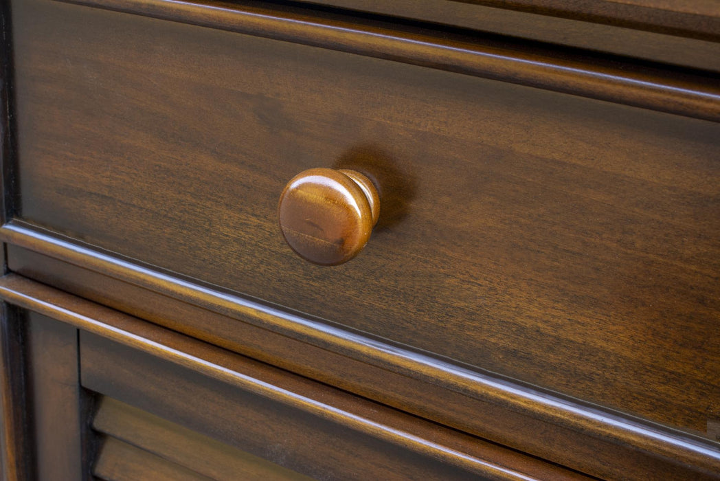 Sunset Trading Bahama Shutter Wood Nightstand | Tropical Walnut Brown