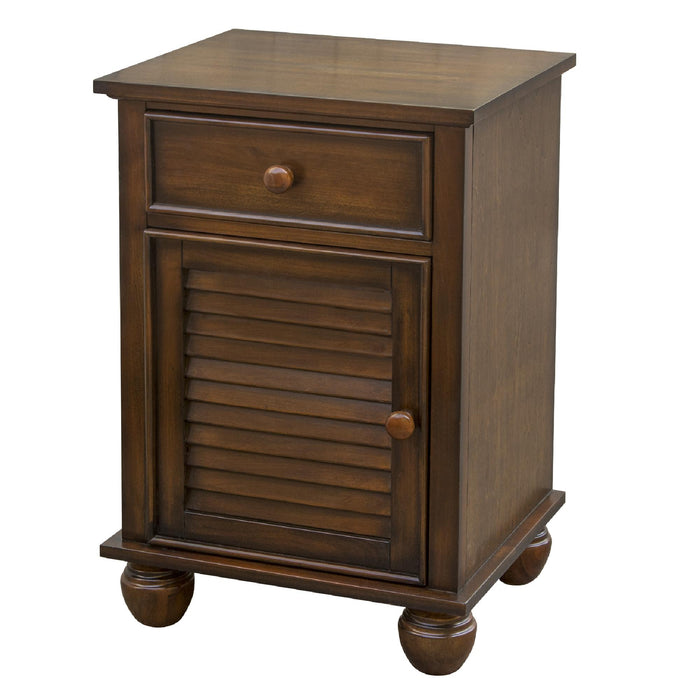 Sunset Trading Bahama Shutter Wood Nightstand | Tropical Walnut Brown