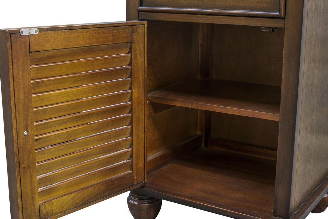 Sunset Trading Bahama Shutter Wood Nightstand | Tropical Walnut Brown