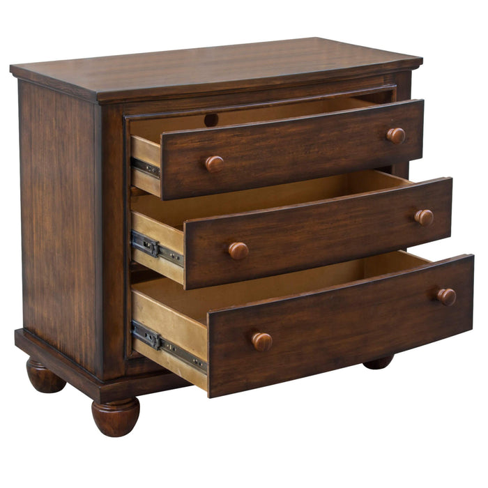 Sunset Trading Bahama Shutter Wood 3 Drawer Nightstand | Tropical Walnut Brown