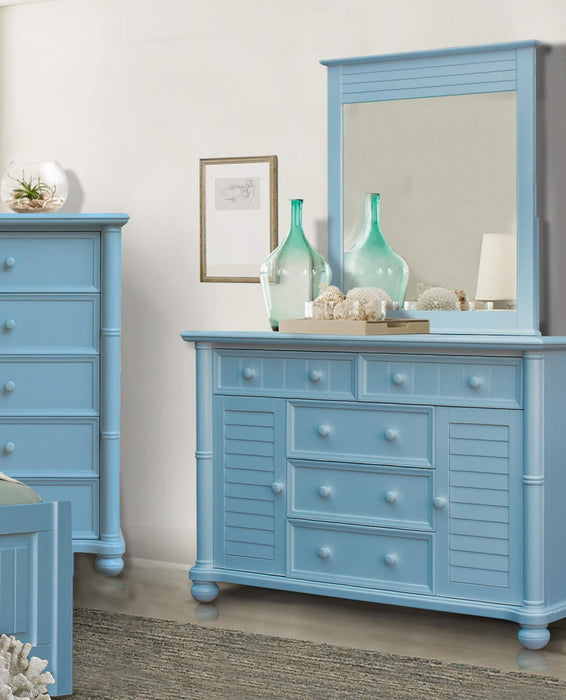 Sunset Trading Cool Breeze Dresser and Mirror | 5 Drawers 2 Cabinets | Beach Blue Wood | Fully Assembled -  Chapter 11 Furniture (Lewiston, Maine)