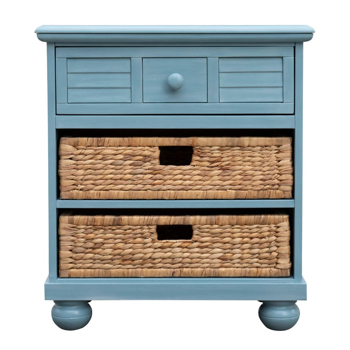 Sunset Trading Cool Breeze Nightstand | 2 Shelf Baskets Drawer | End Table | Beach Blue | Fully Assembled -  Chapter 11 Furniture (Lewiston, Maine)