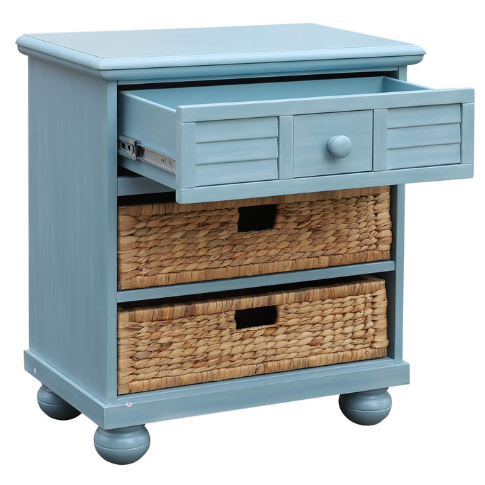 Sunset Trading Cool Breeze Nightstand | 2 Shelf Baskets Drawer | End Table | Beach Blue | Fully Assembled -  Chapter 11 Furniture (Lewiston, Maine)