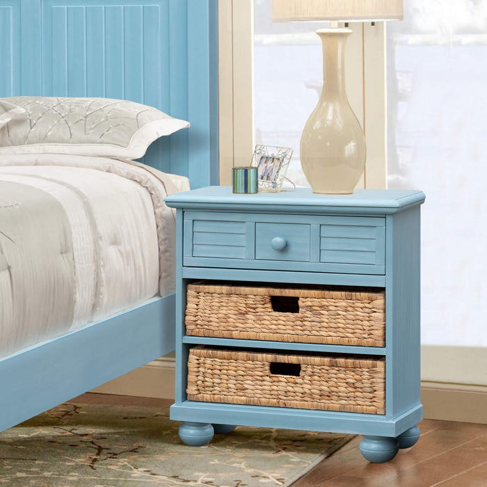Sunset Trading Cool Breeze Nightstand | 2 Shelf Baskets Drawer | End Table | Beach Blue | Fully Assembled -  Chapter 11 Furniture (Lewiston, Maine)