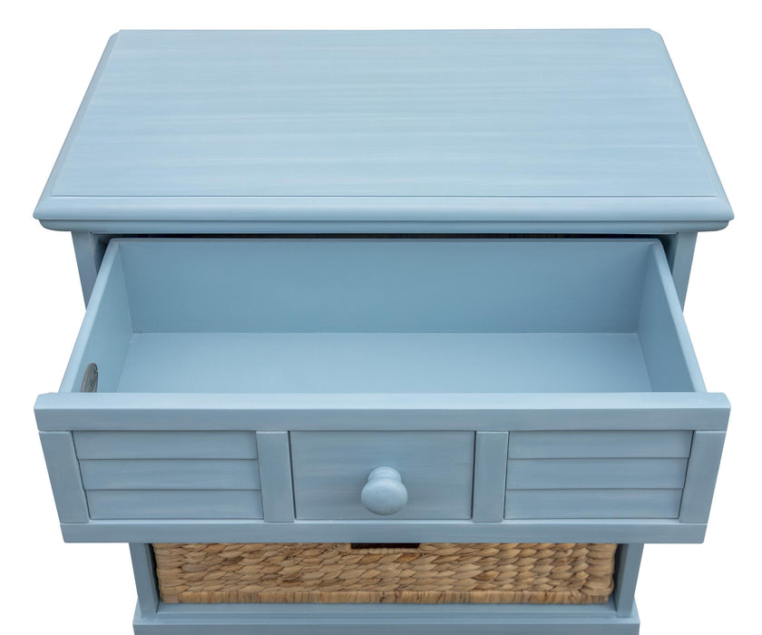 Sunset Trading Cool Breeze Nightstand | 2 Shelf Baskets Drawer | End Table | Beach Blue | Fully Assembled -  Chapter 11 Furniture (Lewiston, Maine)