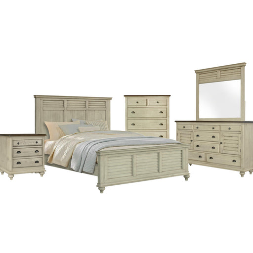 Sunset Trading Shades of Sand 5 Piece King Bedroom Set | Cream/Walnut Brown Solid Wood -  Chapter 11 Furniture (Lewiston, Maine)