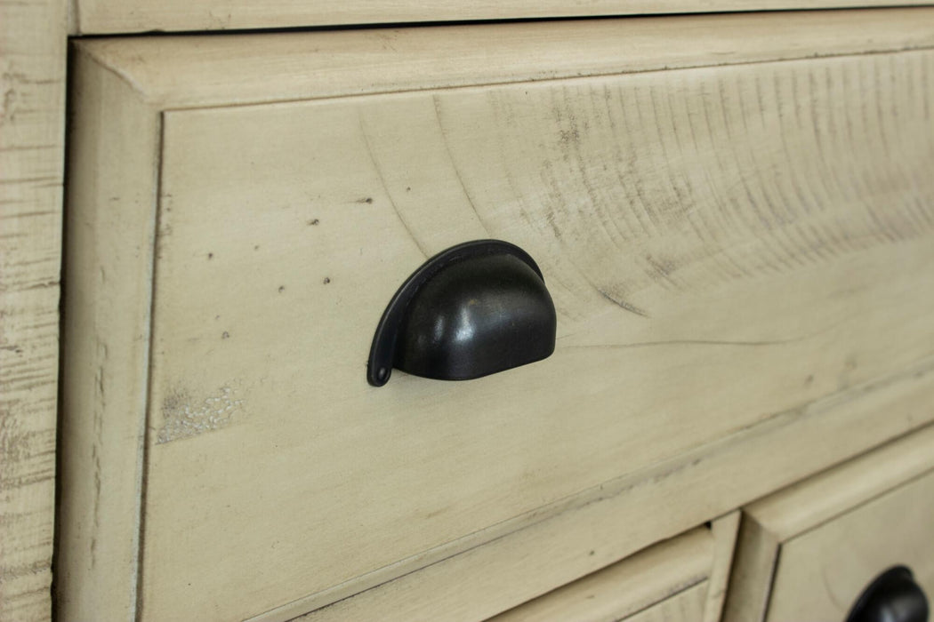 Sunset Trading Shades of Sand Dresser with Shutter Mirror | Cream/Walnut Brown Solid Wood -  Chapter 11 Furniture (Lewiston, Maine)