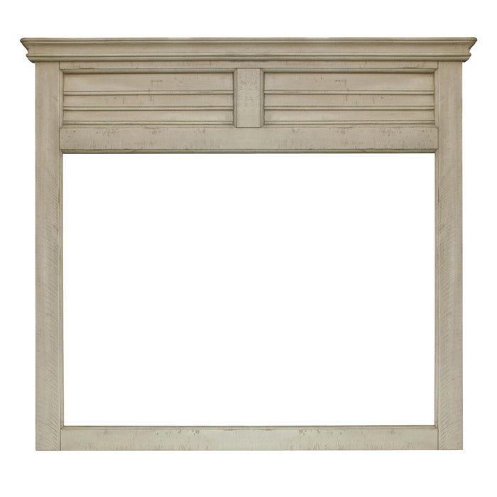 Sunset Trading Shades of Sand Shutter Mirror | Cream/Walnut Brown Solid Wood