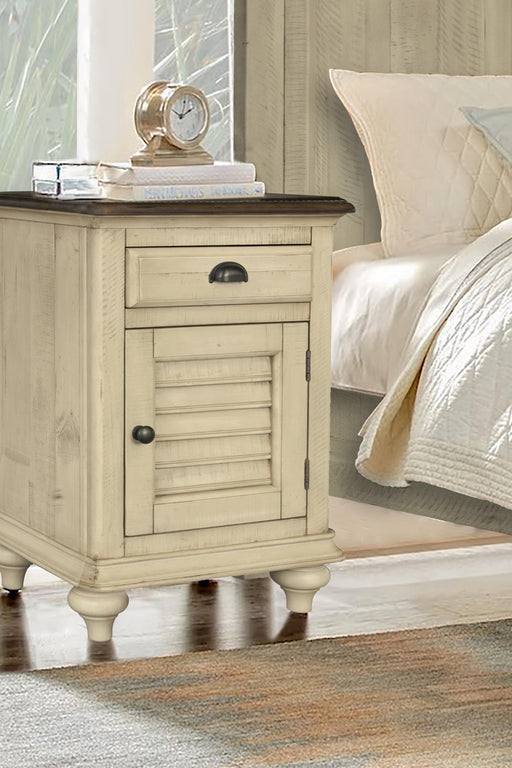 Sunset Trading Shades of Sand Nightstand | Narrow | Drawer | Cabinet | Cream/Walnut Brown Solid Wood -  Chapter 11 Furniture (Lewiston, Maine)