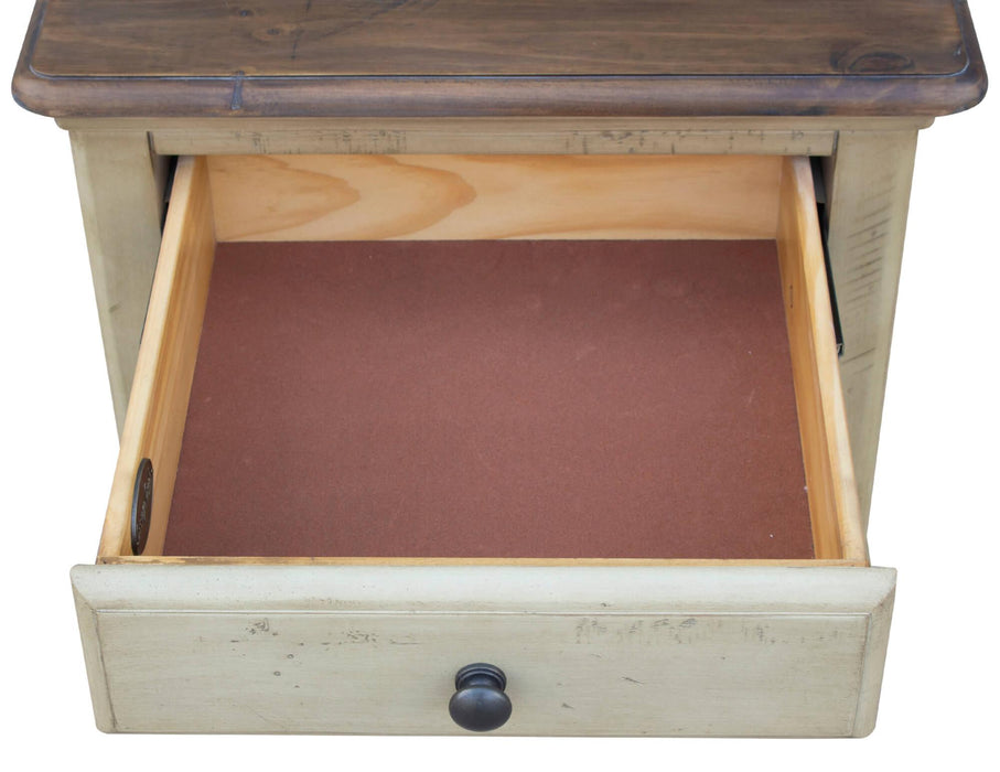 Sunset Trading Shades of Sand End Table | Drawer Shelf | Cream/Walnut Brown Solid Wood -  Chapter 11 Furniture (Lewiston, Maine)
