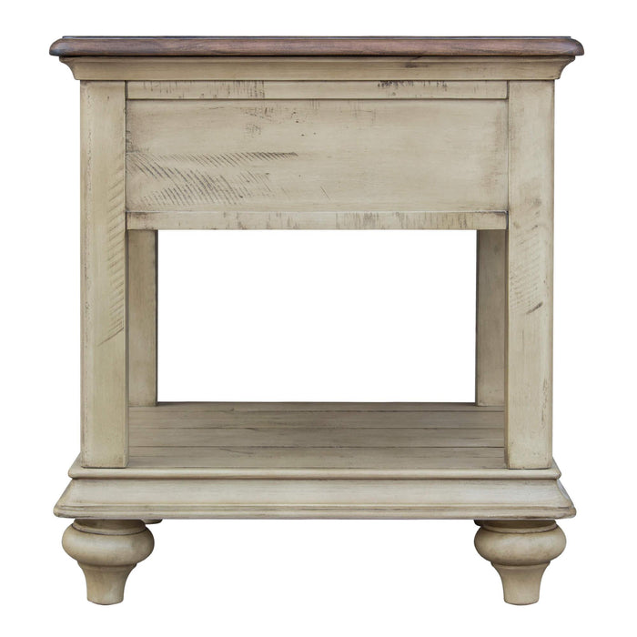 Sunset Trading Shades of Sand End Table | Drawer Shelf | Cream/Walnut Brown Solid Wood -  Chapter 11 Furniture (Lewiston, Maine)