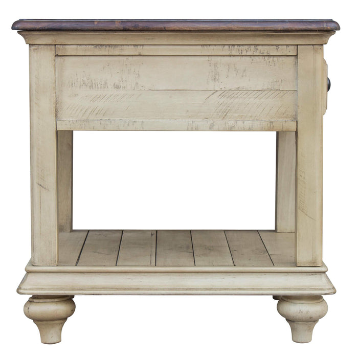 Sunset Trading Shades of Sand End Table | Drawer Shelf | Cream/Walnut Brown Solid Wood -  Chapter 11 Furniture (Lewiston, Maine)