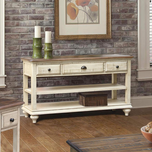 Sunset Trading Shades of Sand Console Sofa Table | Cream/Walnut Brown Solid Wood -  Chapter 11 Furniture (Lewiston, Maine)