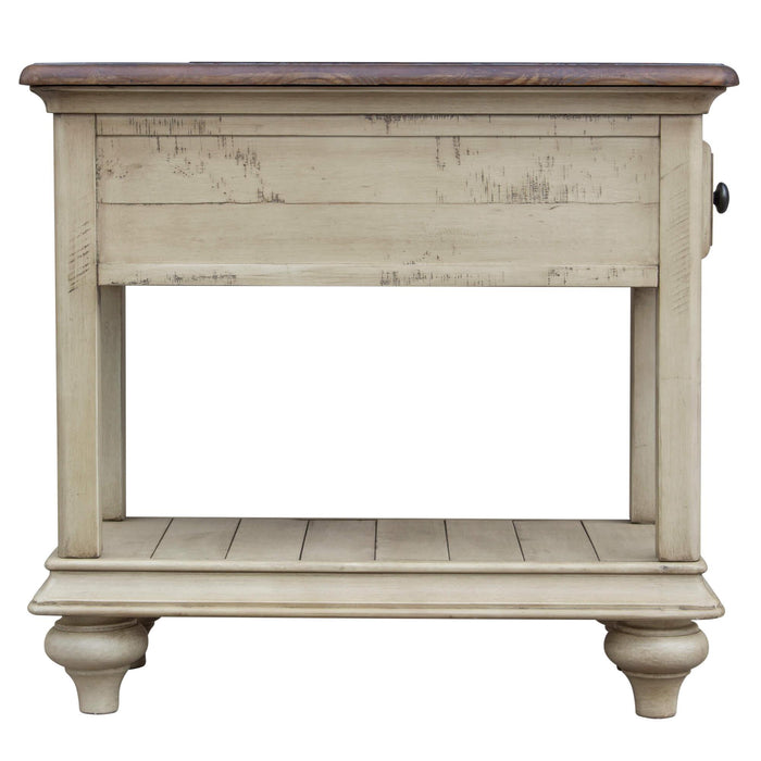 Sunset Trading Shades of Sand End Table | Narrow Nightstand | Drawer Shelf | Cream/Walnut Brown Solid Wood -  Chapter 11 Furniture (Lewiston, Maine)