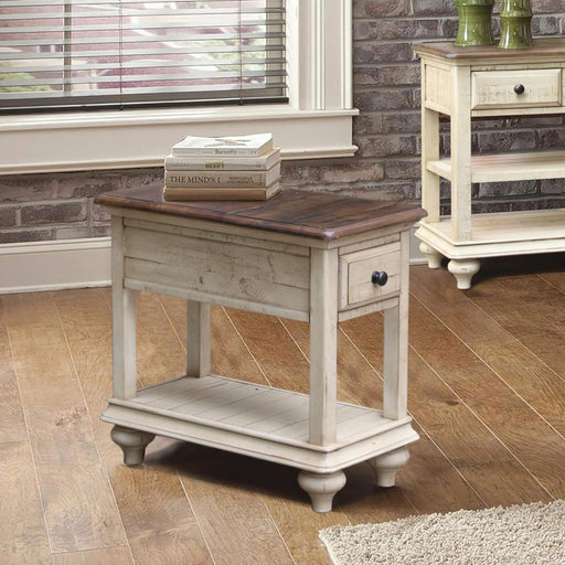 Sunset Trading Shades of Sand End Table | Narrow Nightstand | Drawer Shelf | Cream/Walnut Brown Solid Wood -  Chapter 11 Furniture (Lewiston, Maine)