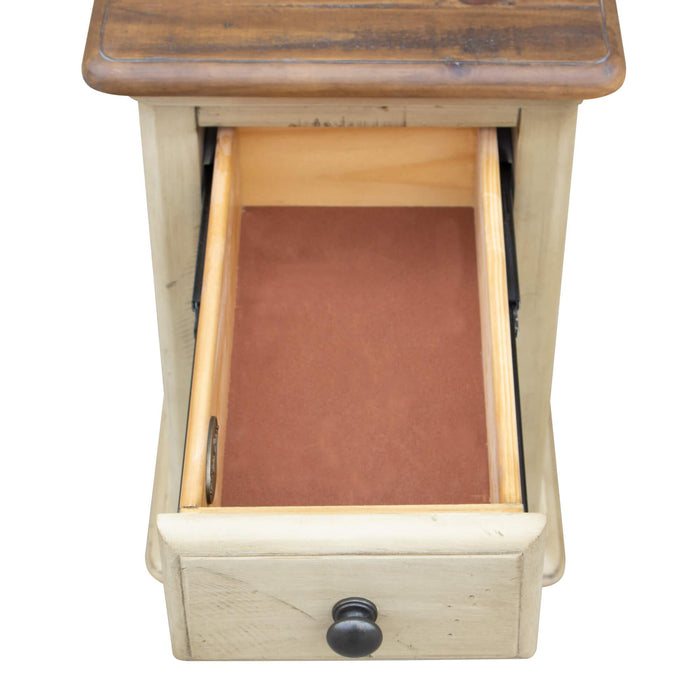 Sunset Trading Shades of Sand End Table | Narrow Nightstand | Drawer Shelf | Cream/Walnut Brown Solid Wood -  Chapter 11 Furniture (Lewiston, Maine)