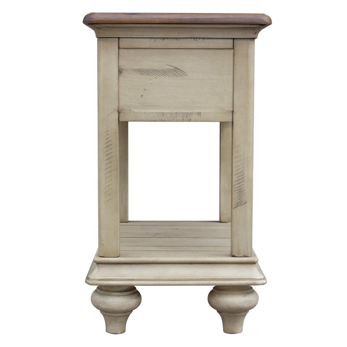 Sunset Trading Shades of Sand End Table | Narrow Nightstand | Drawer Shelf | Cream/Walnut Brown Solid Wood -  Chapter 11 Furniture (Lewiston, Maine)