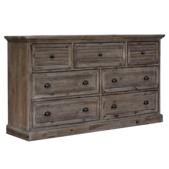 Sunset Trading Solstice Grey 7 Drawer Dresser | Gray/Brown Acacia Wood | Fully Assembled Bedroom Furniture