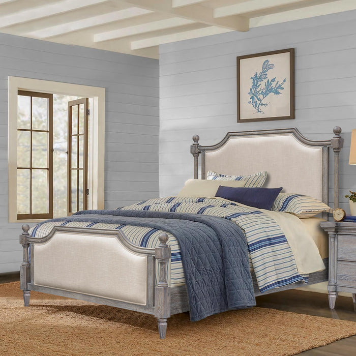 Sunset Trading Fawn Gray Queen Upholstered Panel Bed | Light Grey Solid Acacia Wood -  Chapter 11 Furniture (Lewiston, Maine)