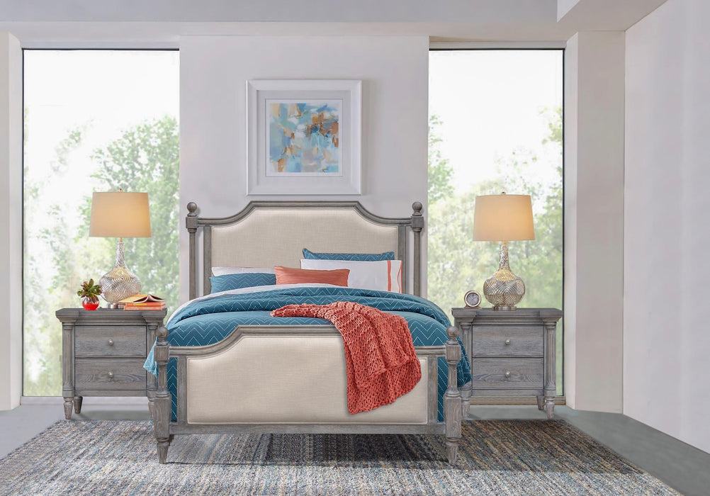 Sunset Trading Fawn Gray Queen Upholstered Panel Bed | Light Grey Solid Acacia Wood -  Chapter 11 Furniture (Lewiston, Maine)