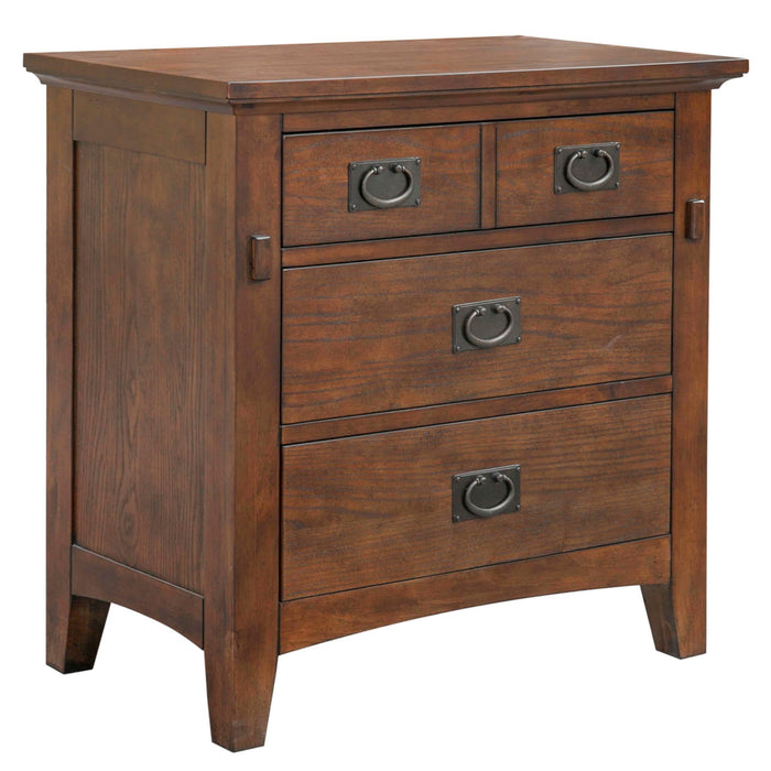 Sunset Trading Mission Bay 3 Drawer Nightstand | Amish Brown Solid Wood | Fully Assembled End Side Table