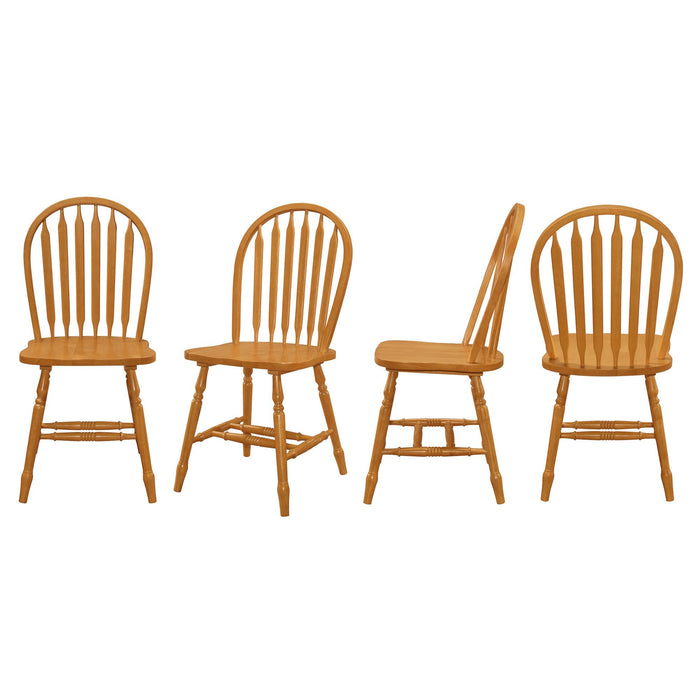 Sunset Trading Selections Windsor Arrowback Dining Chair | Light Oak Finish Solid Wood | Set of 4 Sidechairs