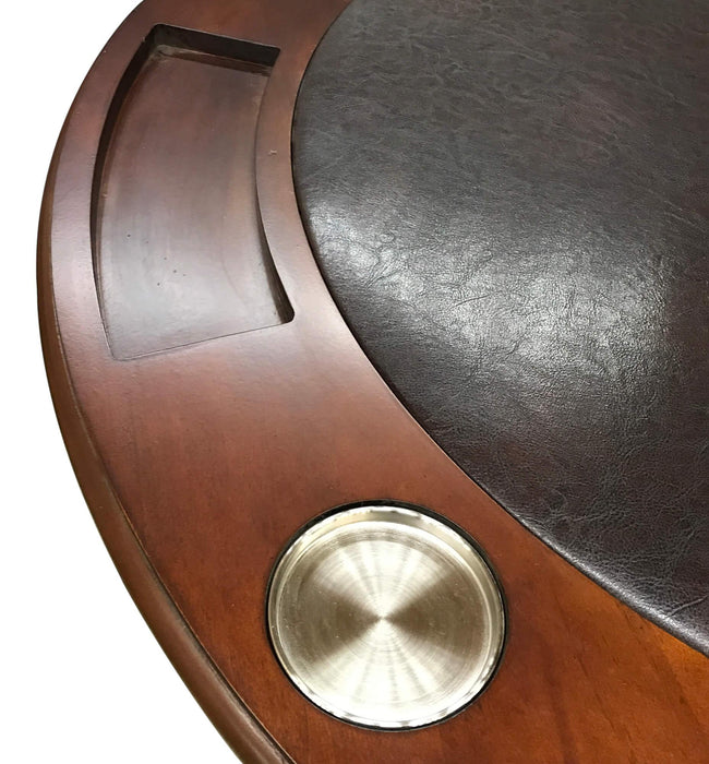 Sunset Trading Bellagio 48" Round Dining and Poker Table | Reversible Game Top | Brown Cherry Wood | Seats 6