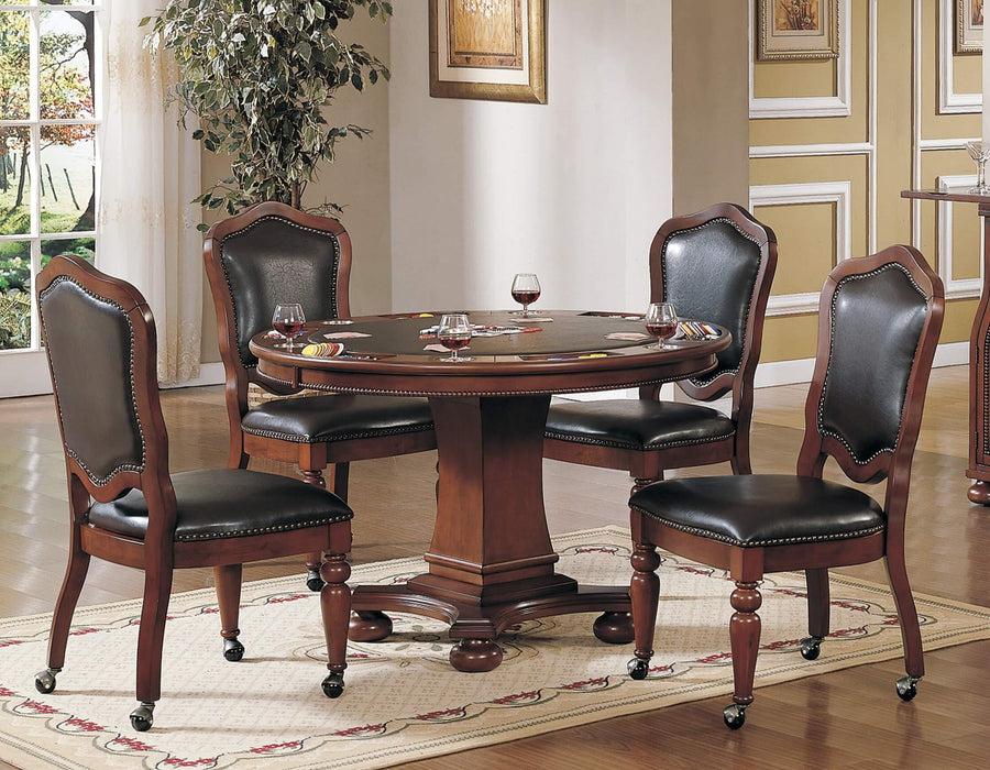 Sunset Trading Bellagio 48" Round Dining and Poker Table | Reversible Game Top | Brown Cherry Wood | Seats 6