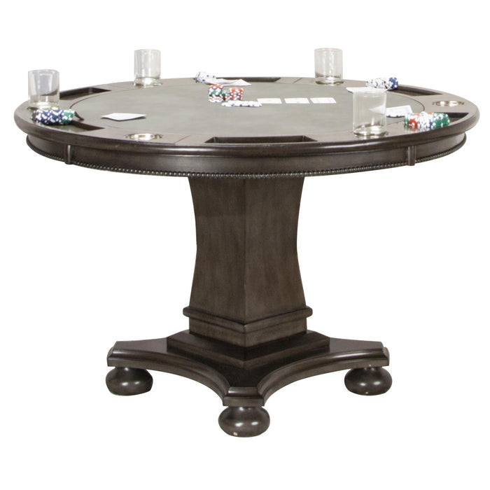 Sunset Trading 48" Round Vegas Dining and Poker Table | Reversible Game Top | Gray Wood