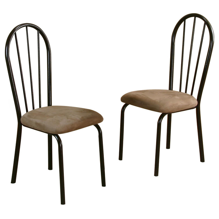 Sunset Trading Linen Dining Chair | Set of 2 | Padded Seat | Brown Metal