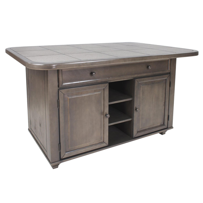 Sunset Trading Shades of Gray Kitchen Island | Grey Tile Top