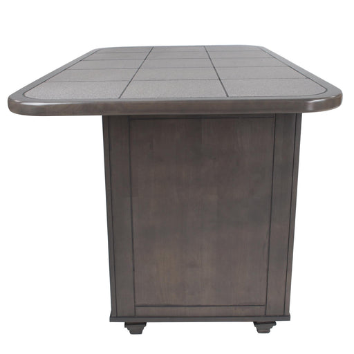 Sunset Trading Shades of Gray 3 Piece Kitchen Island Set | Grey Tile Top | 2 Barstools -  Chapter 11 Furniture (Lewiston, Maine)