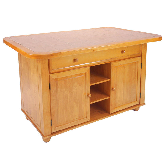Sunset Trading Light Oak Kitchen Island | Terracotta Rose Tile Top