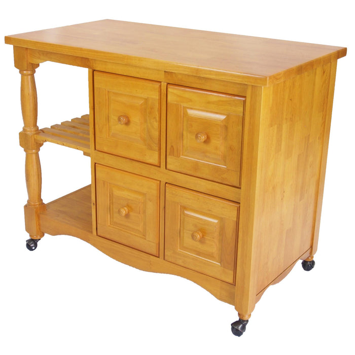 Sunset Trading Regal Kitchen Cart | Four Drawers | Open Shelves | Light Oak -  Chapter 11 Furniture (Lewiston, Maine)
