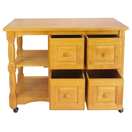 Sunset Trading Regal Kitchen Cart | Four Drawers | Open Shelves | Light Oak -  Chapter 11 Furniture (Lewiston, Maine)