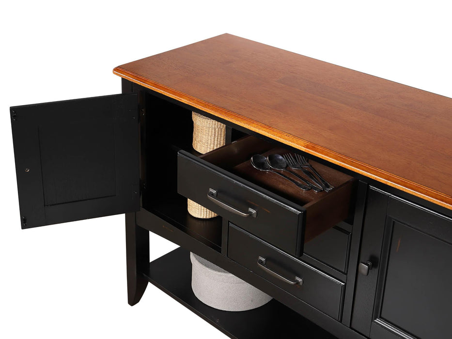Sunset Trading Selections Sideboard with Large Display Shelf | 3 Drawers 2 Storage Cabinets | Antique Black and Cherry -  Chapter 11 Furniture (Lewiston, Maine)