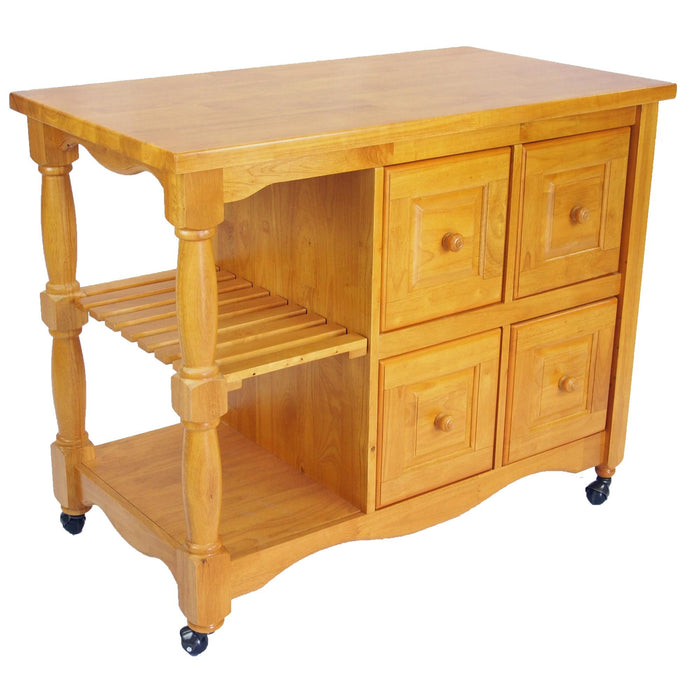 Sunset Trading Regal Kitchen Cart | Four Drawers | Open Shelves | Light Oak -  Chapter 11 Furniture (Lewiston, Maine)