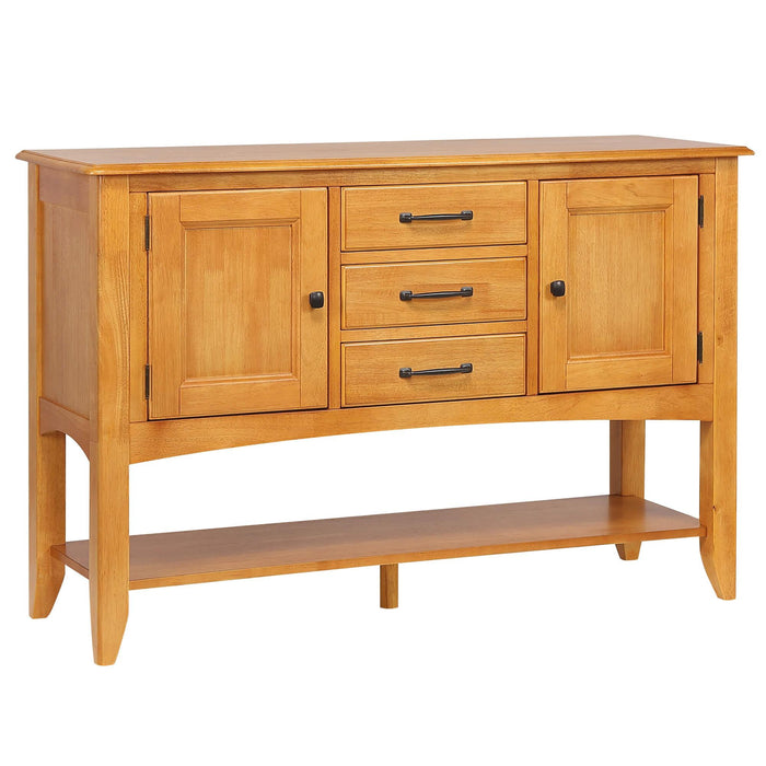 Sunset Trading Selections Sideboard with Large Display Shelf | 3 Drawers 2 Storage Cabinets | Light Oak