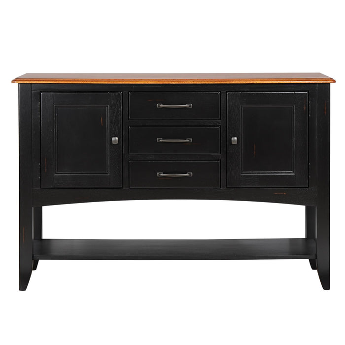 Sunset Trading Selections Sideboard with Large Display Shelf | 3 Drawers 2 Storage Cabinets | Antique Black and Cherry -  Chapter 11 Furniture (Lewiston, Maine)