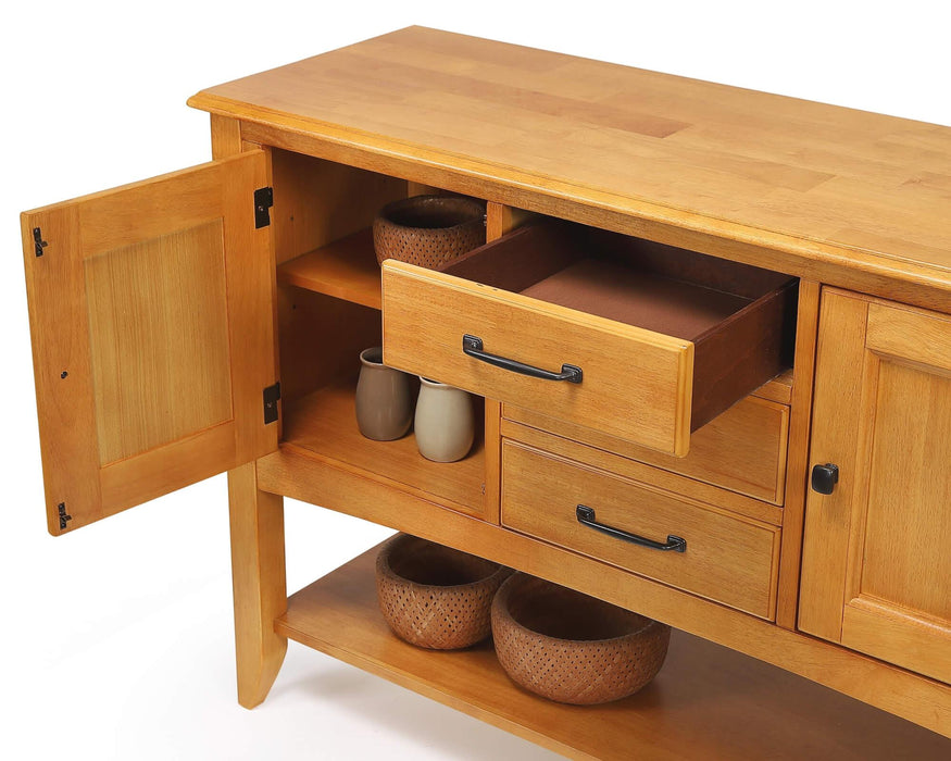 Sunset Trading Selections Sideboard with Large Display Shelf | 3 Drawers 2 Storage Cabinets | Light Oak -  Chapter 11 Furniture (Lewiston, Maine)