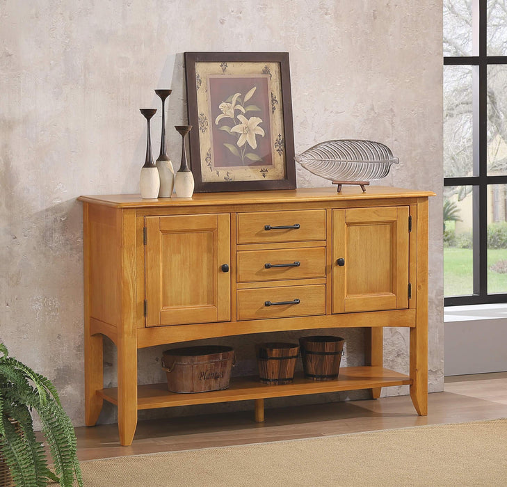 Sunset Trading Selections Sideboard with Large Display Shelf | 3 Drawers 2 Storage Cabinets | Light Oak -  Chapter 11 Furniture (Lewiston, Maine)