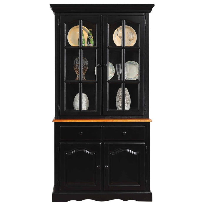 Sunset Trading Black Cherry Selections Keepsake Buffet and Lighted Hutch | Antique Black and Cherry