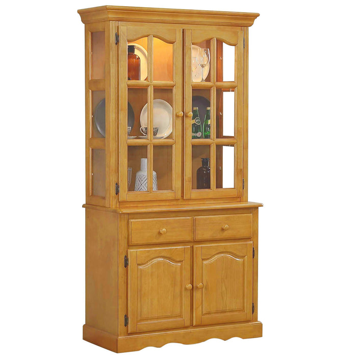 Sunset Trading Oak Selections Keepsake Buffet and Lighted Hutch | Light Oak