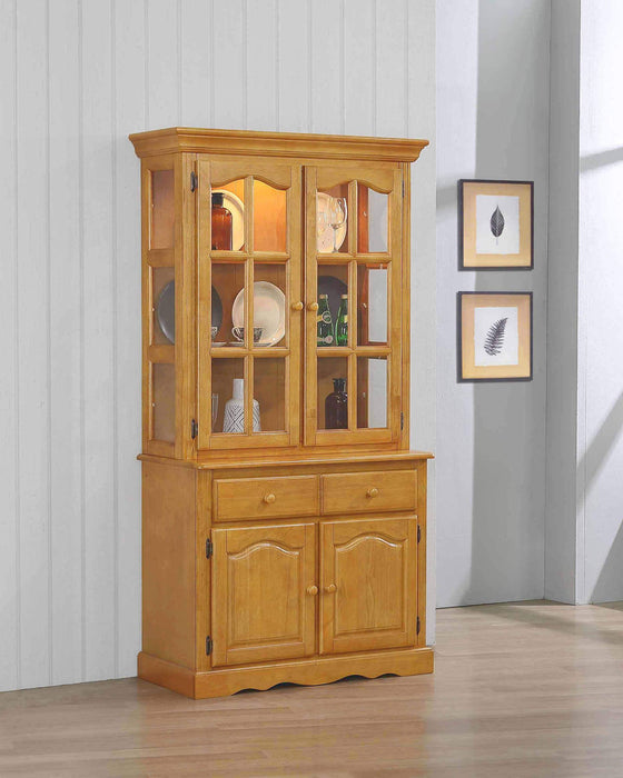 Sunset Trading Oak Selections Keepsake Buffet and Lighted Hutch | Light Oak -  Chapter 11 Furniture (Lewiston, Maine)