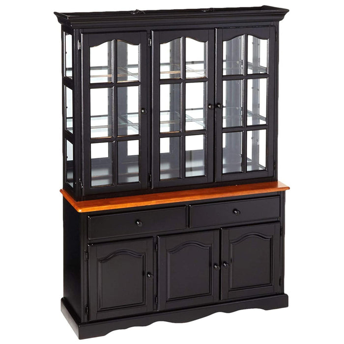 Sunset Trading Black Cherry Selections Treasure Buffet and Lighted Hutch | Antique Black and Cherry