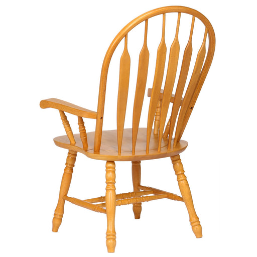 Sunset Trading Oak Selections Comfort Back Windsor Dining Chair with Arms | Light Oak Solid Wood | Fully Assembled Armchair -  Chapter 11 Furniture (Lewiston, Maine)