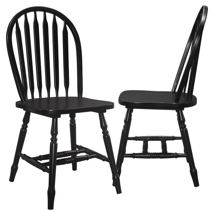 Sunset Trading Black Cherry Selections Arrowback Dining Side Chair | Antique Black Cherry Distressed Solid Wood | Set of 2