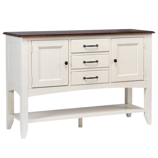 Sunset Trading Andrews Sideboard with Large Display Shelf | 3 Drawers 2 Storage Cabinets | Antique White and Chestnut Brown -  Chapter 11 Furniture (Lewiston, Maine)