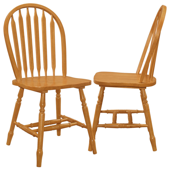 Sunset Trading Oak Selections Arrowback Dining Side Chair | Light Oak Solid Wood | Set of 2