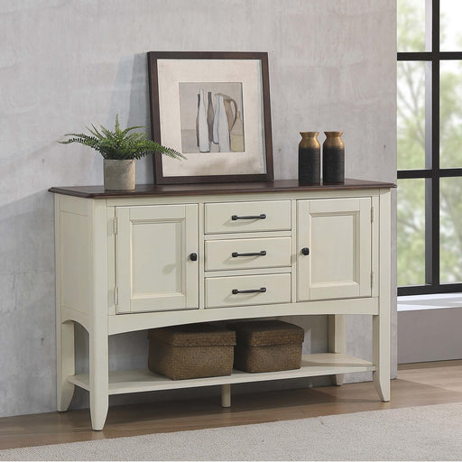 Sunset Trading Andrews Sideboard with Large Display Shelf | 3 Drawers 2 Storage Cabinets | Antique White and Chestnut Brown -  Chapter 11 Furniture (Lewiston, Maine)